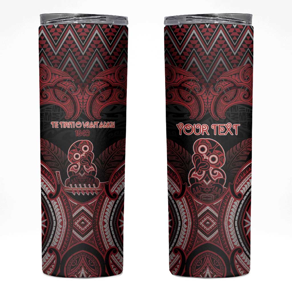 Personalised New Zealand Waitangi Day Skinny Tumbler Te Tiriti O Waitangi 1840 DT05 Black - Polynesian Pride