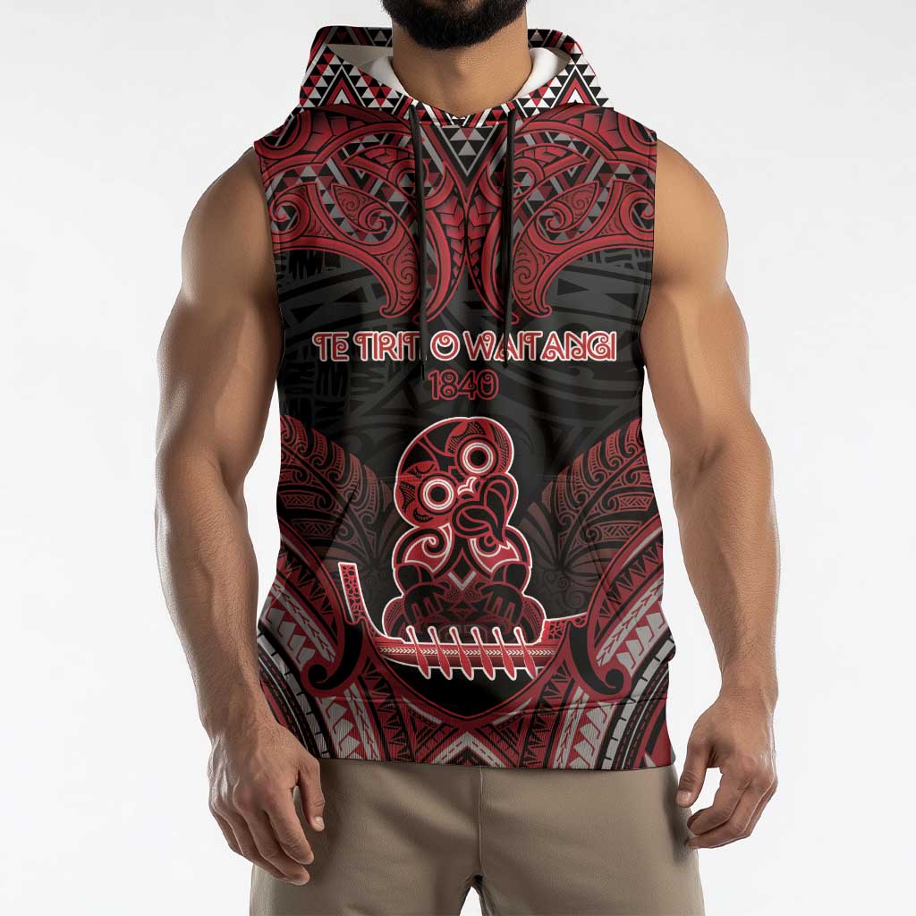 Personalised New Zealand Waitangi Day Sleeveless Hoodie Te Tiriti O Waitangi 1840 - Polynesian Pride