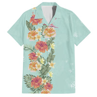 Hawaii Tropical Family Matching Outfit Hibiscus Flowers Polynesian Off Shoulder Long Sleeve Dress And Shirt Family Set
