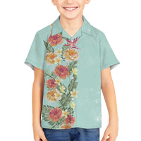 Hawaii Tropical Family Matching Outfit Hibiscus Flowers Polynesian Off Shoulder Long Sleeve Dress And Shirt Family Set