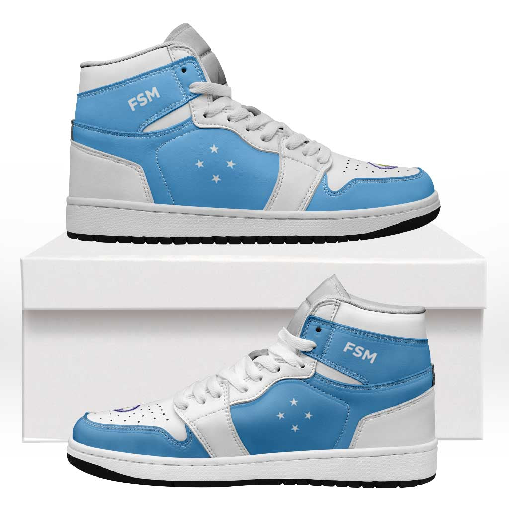 Federated States Of Micronesia High Sneakers AJ1 Coat Of Arms Flag Inspired LT05 Blue - Polynesian Pride