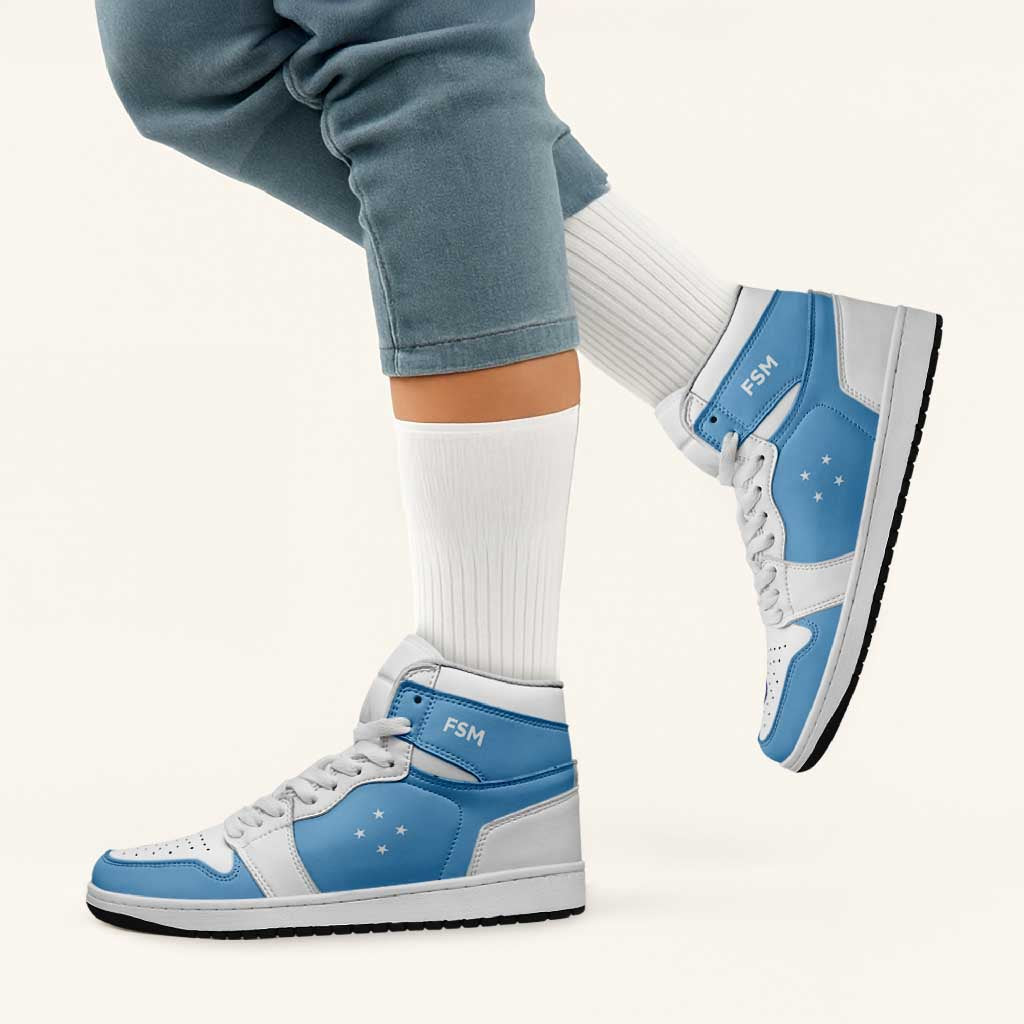 Federated States Of Micronesia High Sneakers AJ1 Coat Of Arms Flag Inspired LT05 - Polynesian Pride