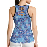 Federated States of Micronesia Merry Christmas Hollow Tank Top Pacific Patchwork Xmas Vibes - Polynesian Pride