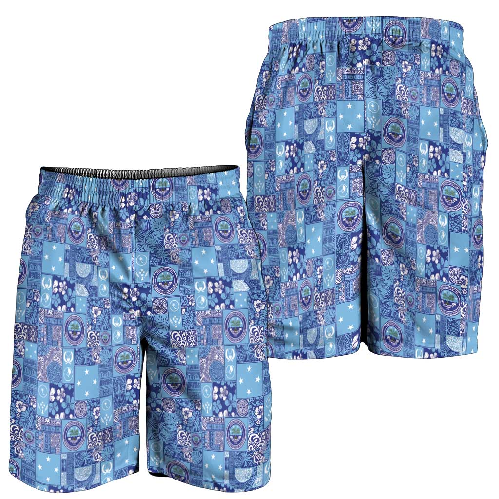 Federated States of Micronesia Merry Christmas Shorts for Men Pacific Patchwork Xmas Vibes - Polynesian Pride