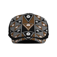 Fiji Brown Masi Pattern Jeff Hat Fijian Tapa LT01 Brown - Polynesian Pride
