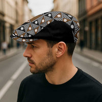 Fiji Brown Masi Pattern Jeff Hat Fijian Tapa LT01 - Polynesian Pride