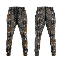 Fiji Brown Masi Pattern Jogger Pants Fijian Tapa LT01 Brown - Polynesian Pride