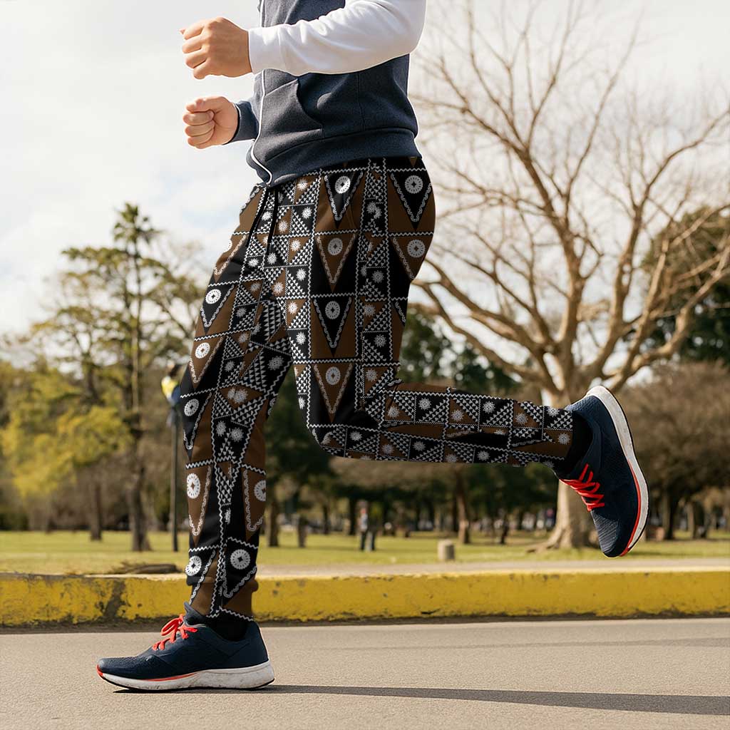 Fiji Brown Masi Pattern Jogger Pants Fijian Tapa LT01 - Polynesian Pride