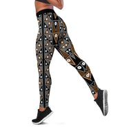 Fiji Brown Masi Pattern Leggings Fijian Tapa