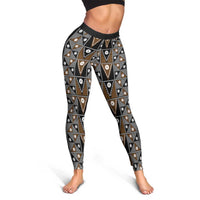 Fiji Brown Masi Pattern Leggings Fijian Tapa