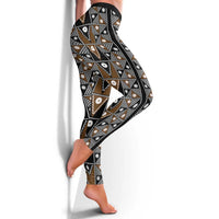 Fiji Brown Masi Pattern Leggings Fijian Tapa