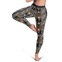 Fiji Brown Masi Pattern Leggings Fijian Tapa