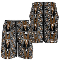 Fiji Brown Masi Pattern Shorts for Men Fijian Tapa LT01 - Polynesian Pride
