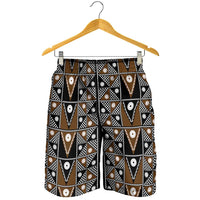 Fiji Brown Masi Pattern Shorts for Men Fijian Tapa LT01 - Polynesian Pride