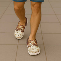 Fiji Clogs Shoes Fijian Tapa Pattern Brown - Polynesian Pride