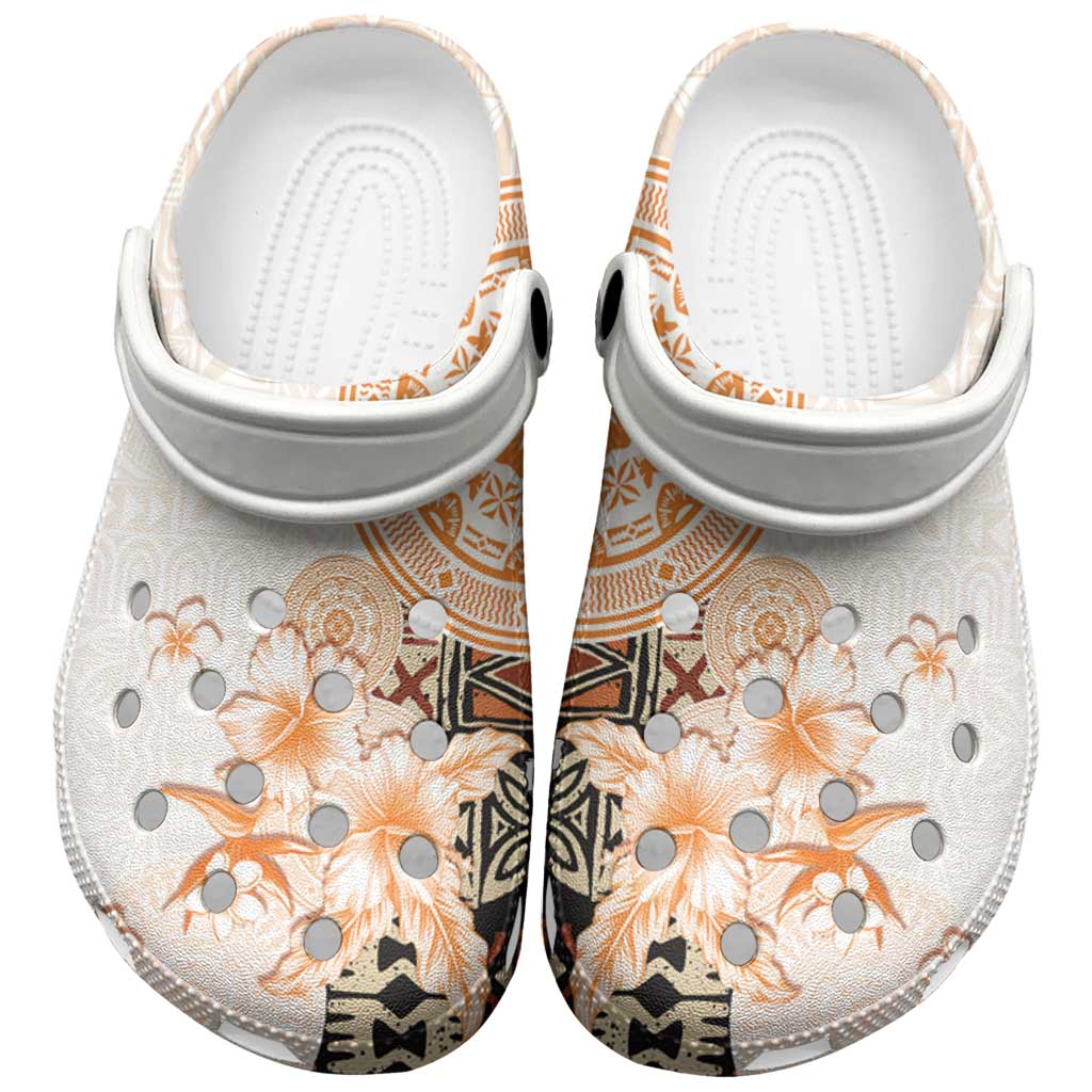 Fiji Clogs Shoes Masi Tapa Pattern Brown - Polynesian Pride