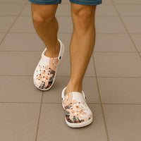 Fiji Clogs Shoes Masi Tapa Pattern Brown - Polynesian Pride