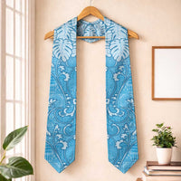 Fiji Graduation Stole Fijian Tapa Pattern Blue LT05 One Size Blue - Polynesian Pride