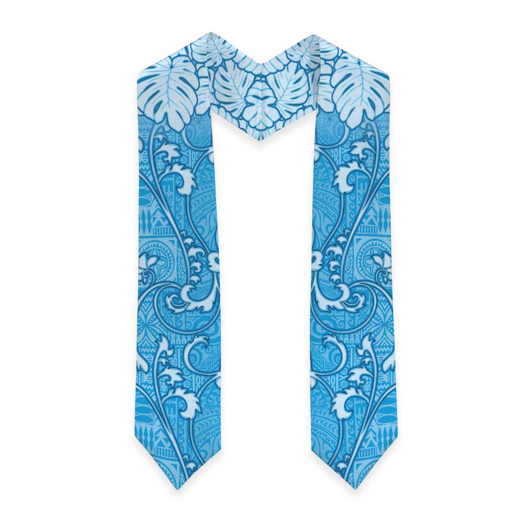 Fiji Graduation Stole Fijian Tapa Pattern Blue LT05 - Polynesian Pride