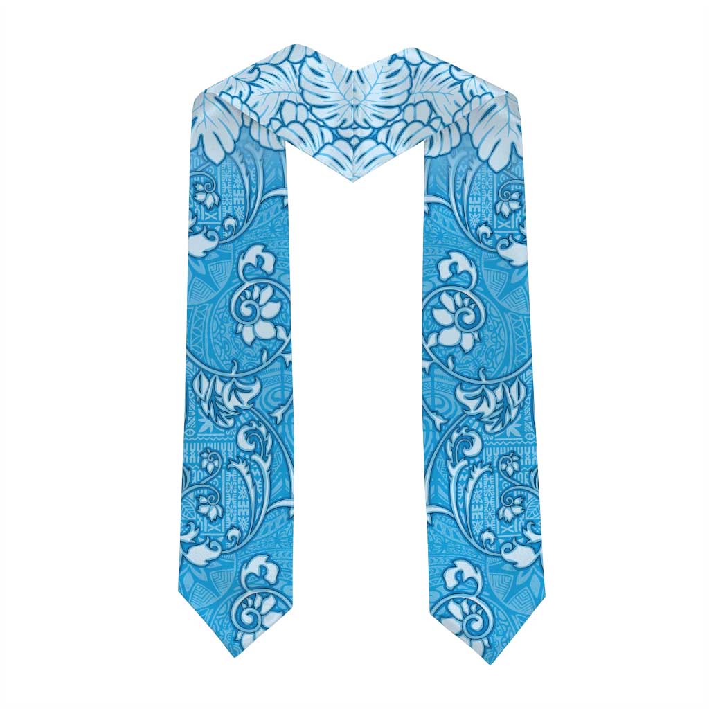 Fiji Graduation Stole Fijian Tapa Pattern Blue LT05 - Polynesian Pride