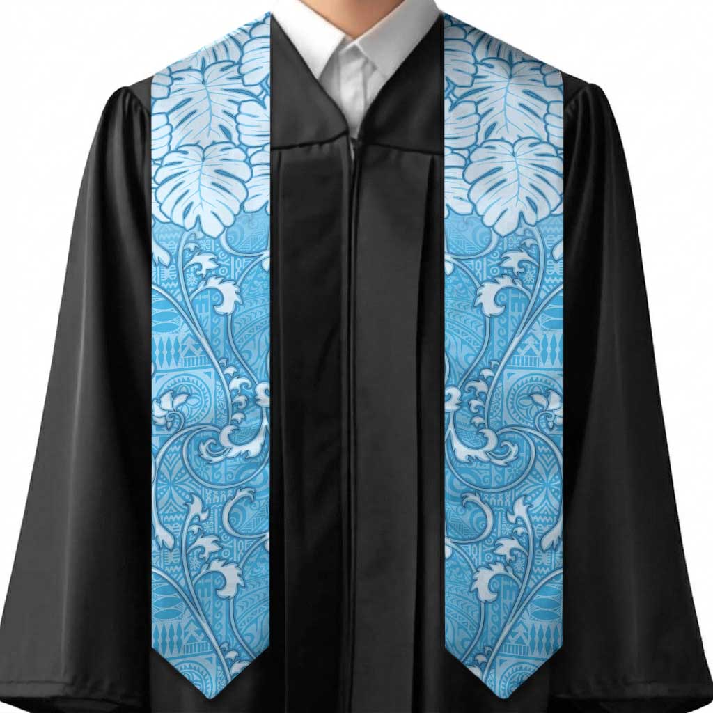 Fiji Graduation Stole Fijian Tapa Pattern Blue LT05 - Polynesian Pride