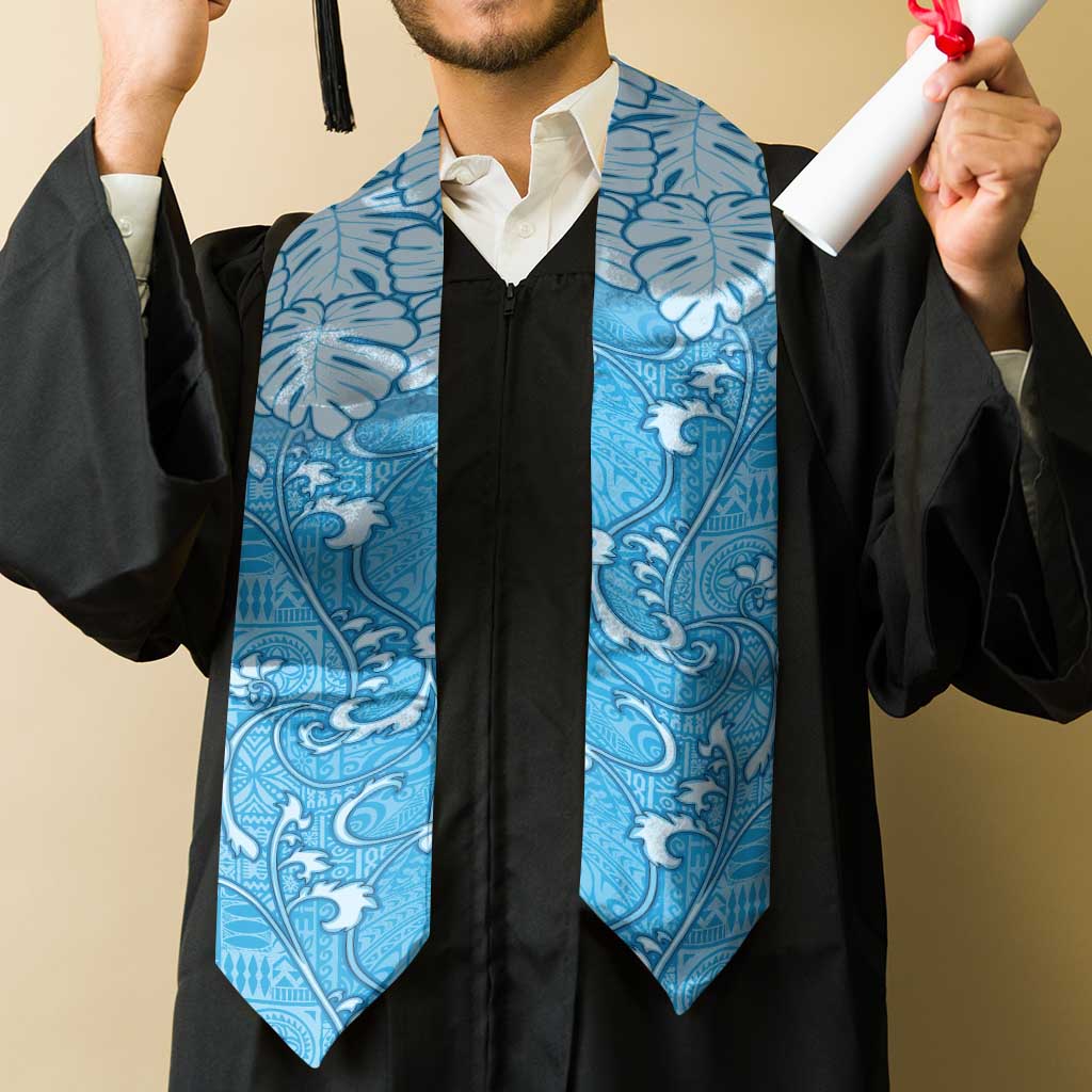 Fiji Graduation Stole Fijian Tapa Pattern Blue LT05 - Polynesian Pride
