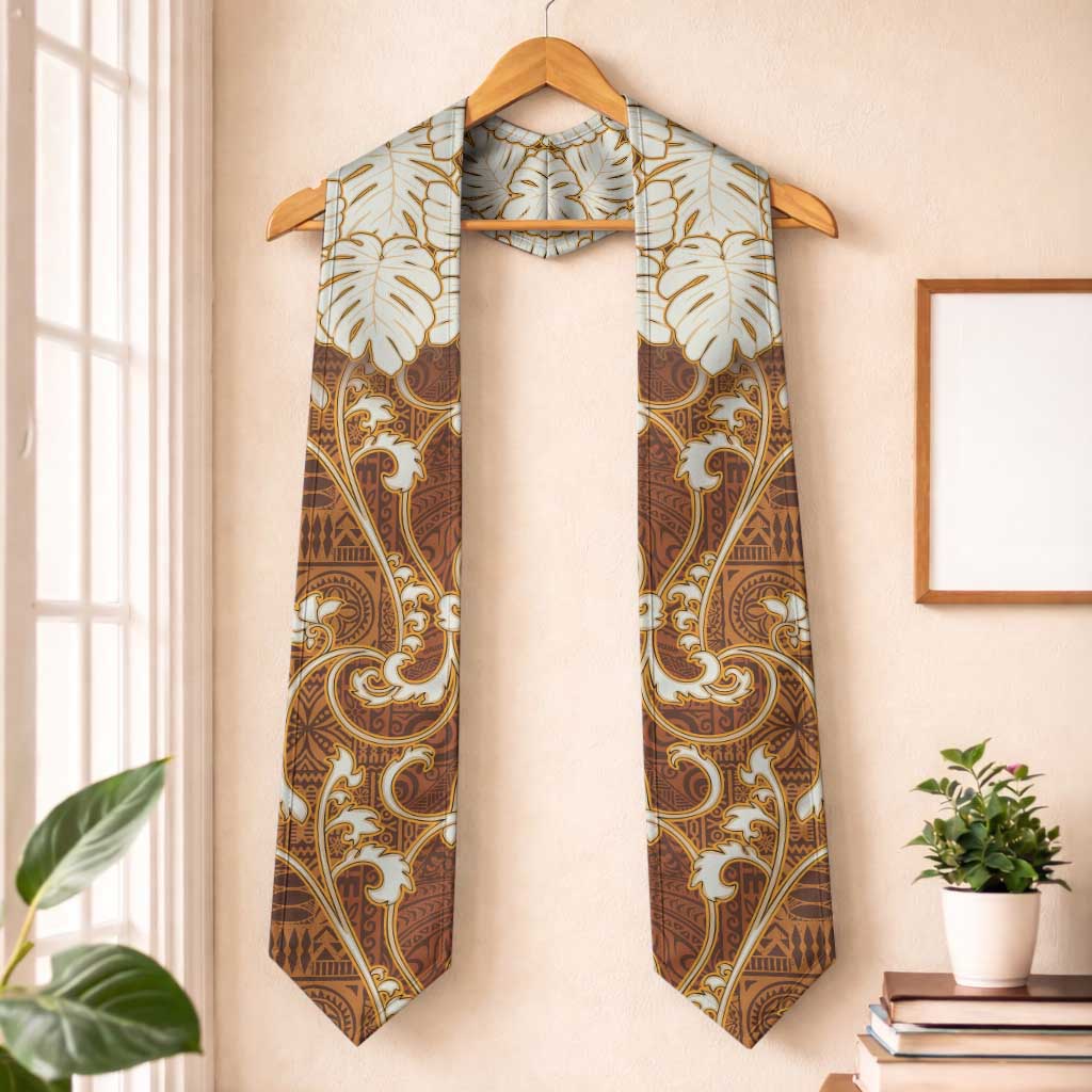 Fiji Graduation Stole Fijian Tapa Pattern Brown
