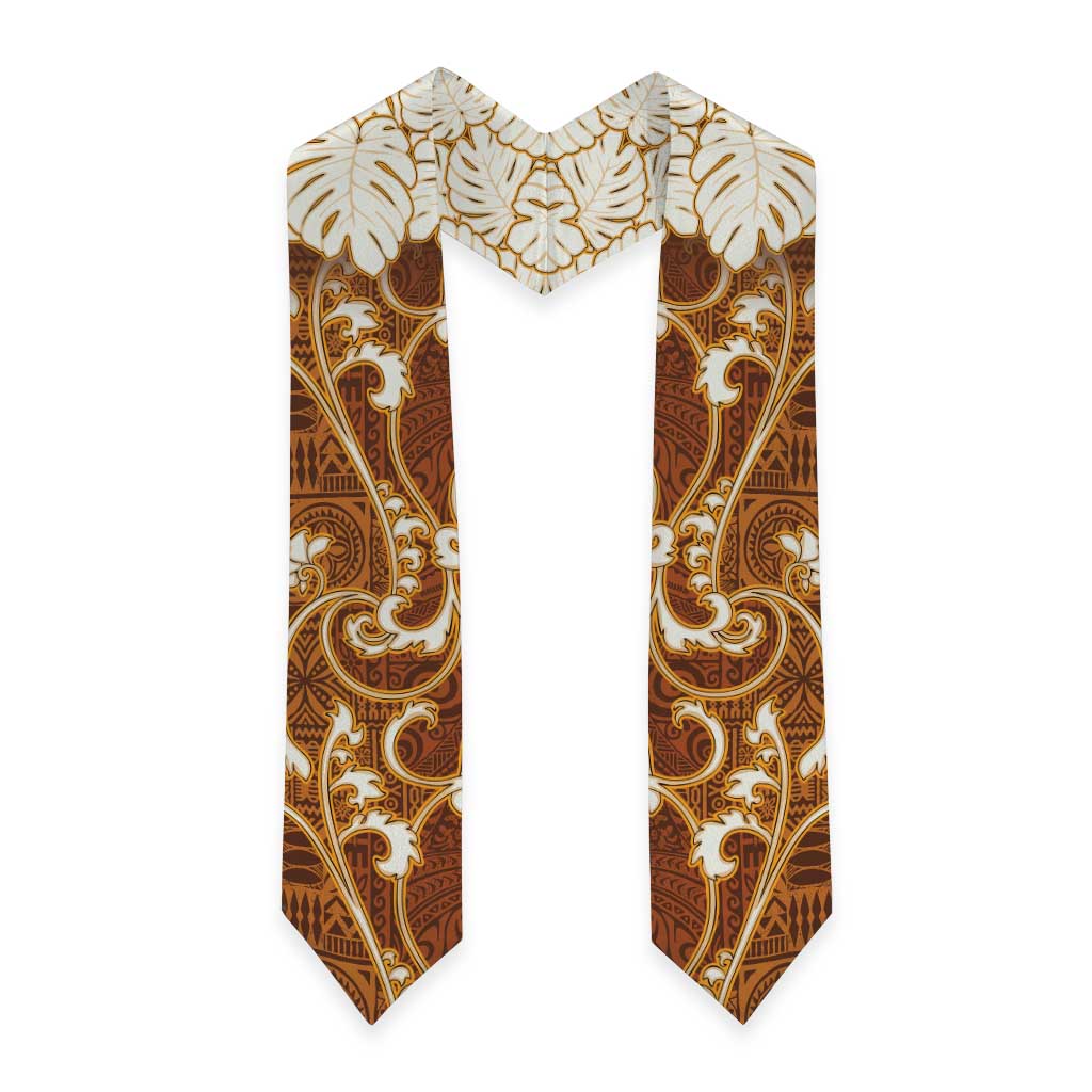 Fiji Graduation Stole Fijian Tapa Pattern Brown