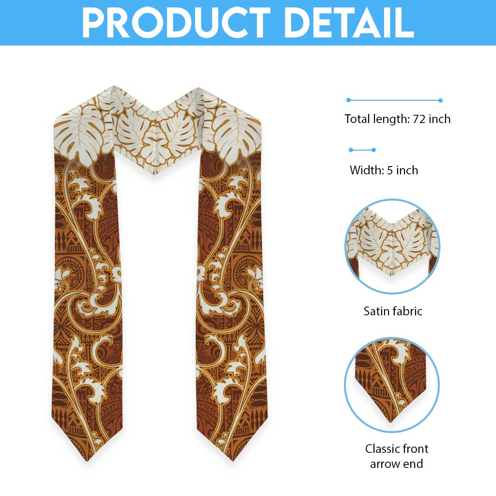 Fiji Graduation Stole Fijian Tapa Pattern Brown