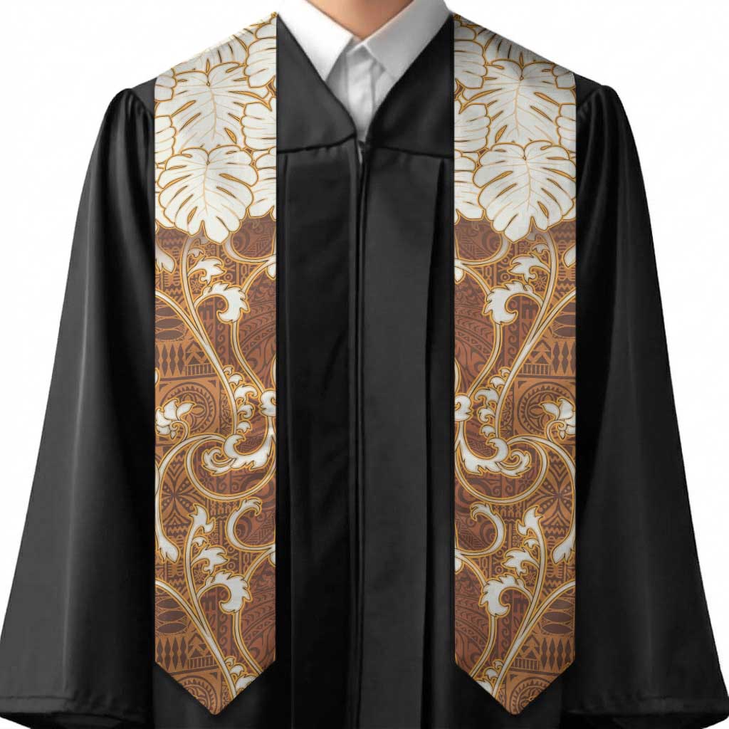 Fiji Graduation Stole Fijian Tapa Pattern Brown