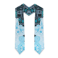 Fiji Graduation Stole Masi Tapa Pattern Blue LT05 - Polynesian Pride