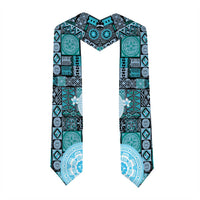 Fiji Graduation Stole Masi Tapa Pattern Blue LT05 - Polynesian Pride