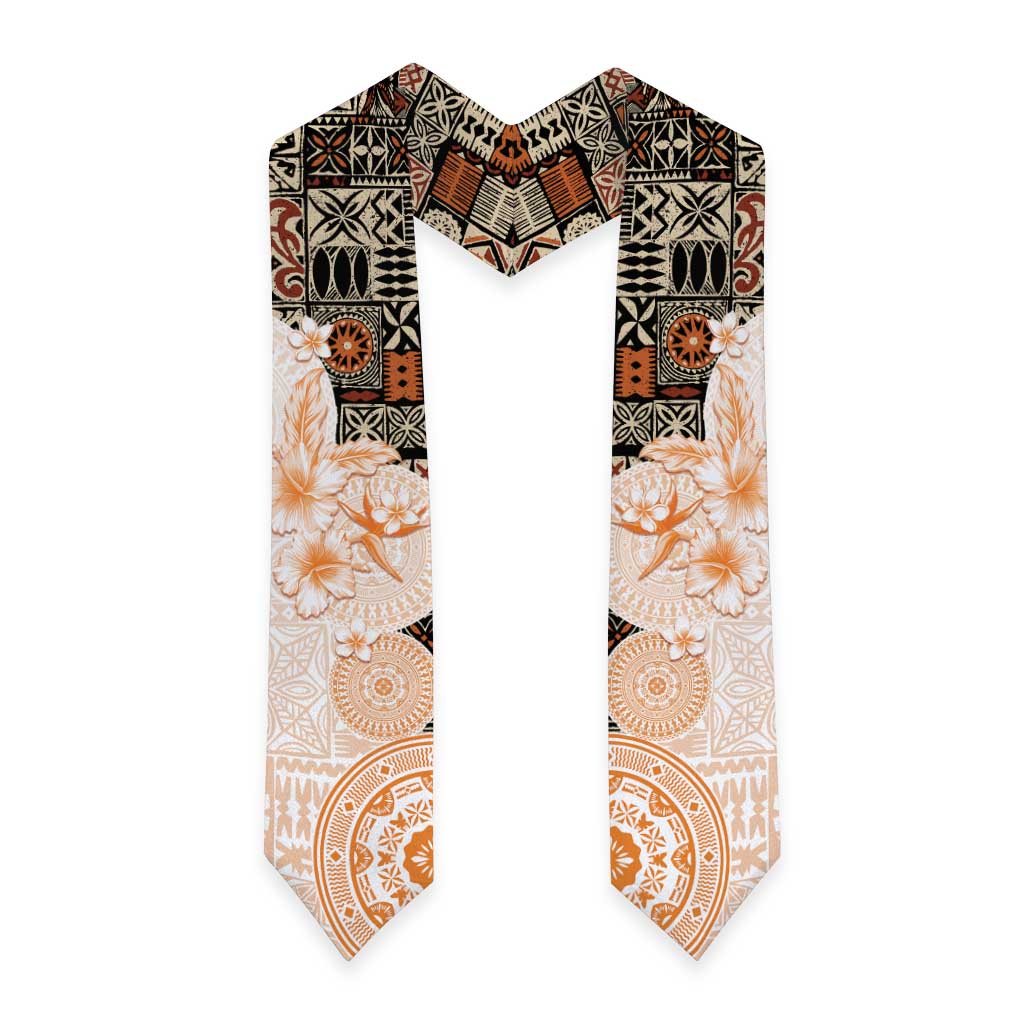 Fiji Graduation Stole Masi Tapa Pattern Brown LT05 - Polynesian Pride