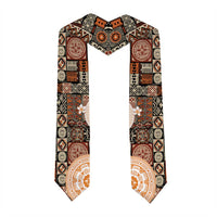 Fiji Graduation Stole Masi Tapa Pattern Brown LT05 - Polynesian Pride
