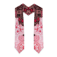 Fiji Graduation Stole Masi Tapa Pattern Red LT05 - Polynesian Pride