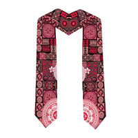 Fiji Graduation Stole Masi Tapa Pattern Red LT05 - Polynesian Pride