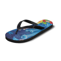 Fiji Jellyfish Flip Flops Tapa Patterns and Hibiscus Sea Vibe LT03 - Polynesian Pride
