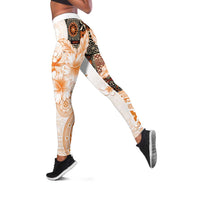 Fiji Leggings Masi Tapa Pattern Brown - Polynesian Pride