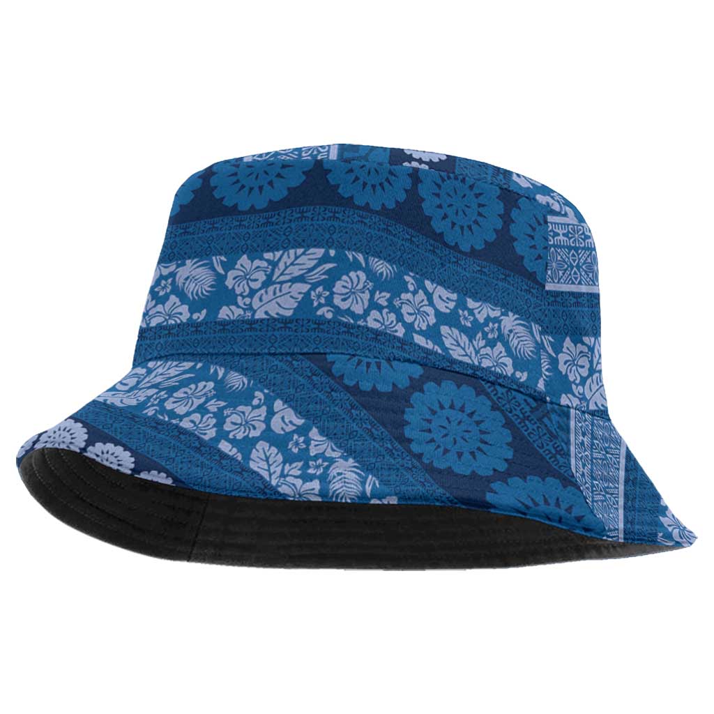 Fiji Marau na Kerisimasi Bucket Hat Blue Tapa Masi Inspired Christmas - Polynesian Pride