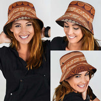 Fiji Marau na Kerisimasi Bucket Hat Gold Tapa Masi Inspired Christmas - Polynesian Pride