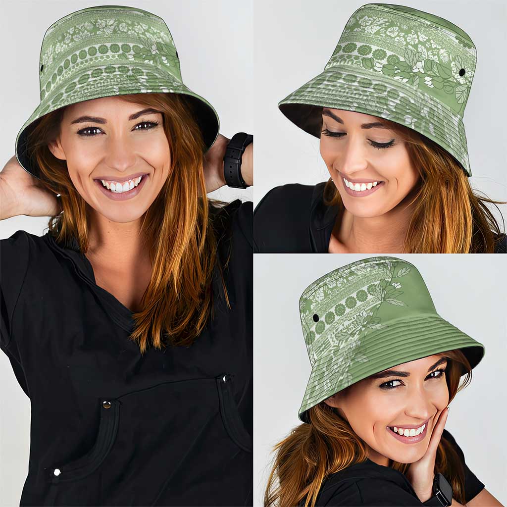 Fiji Marau na Kerisimasi Bucket Hat Sage Green Tagimoucia Tapa Masi Tribal - Polynesian Pride