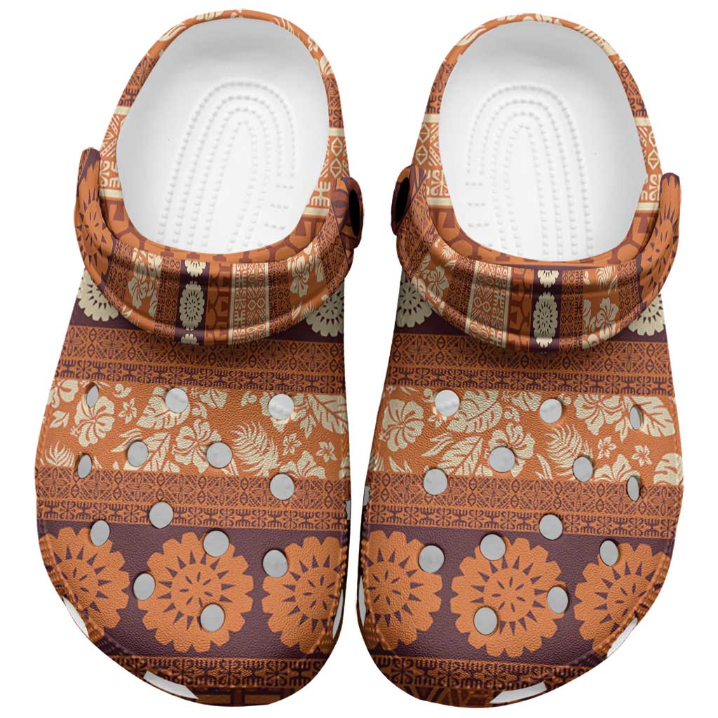 Fiji Marau na Kerisimasi Clogs Shoes Gold Tapa Masi Inspired Christmas - Polynesian Pride