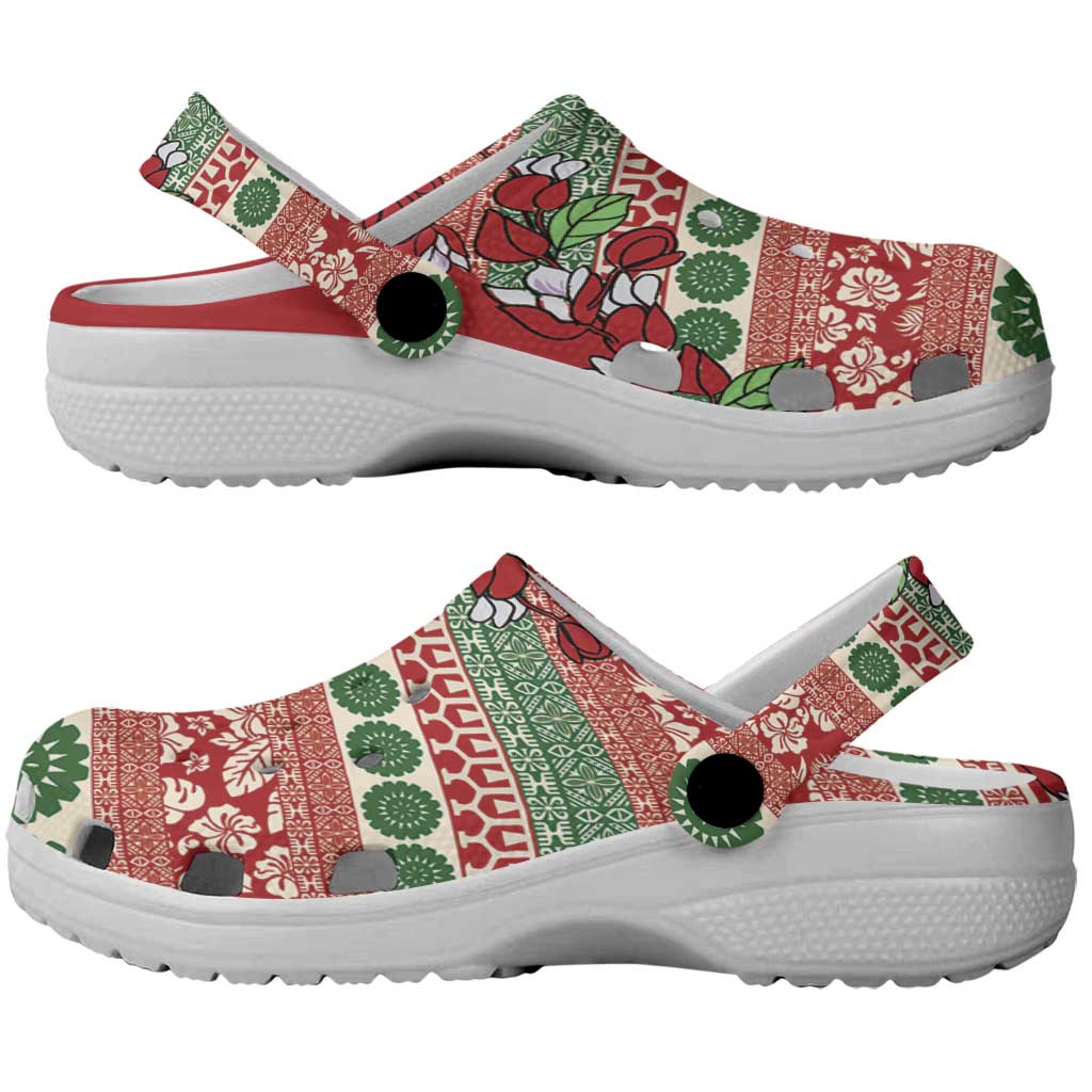 Fiji Marau na Kerisimasi Clogs Shoes Red Tagimoucia Tapa Masi Tribal LT9 - Polynesian Pride