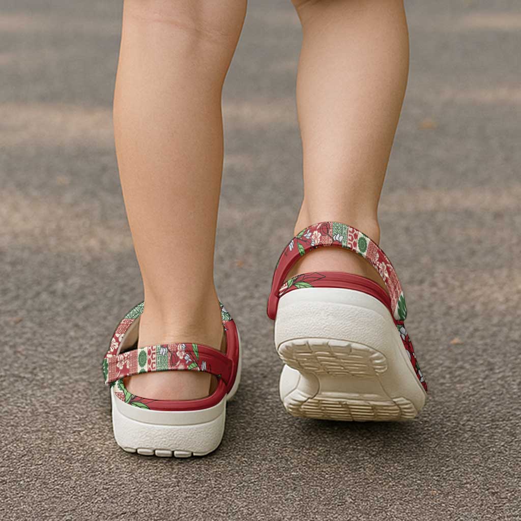 Fiji Marau na Kerisimasi Clogs Shoes Red Tagimoucia Tapa Masi Tribal LT9 - Polynesian Pride