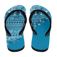 Fiji Marau na Kerisimasi Flip Flops Aqua Tagimoucia Tapa Masi Tribal - Polynesian Pride