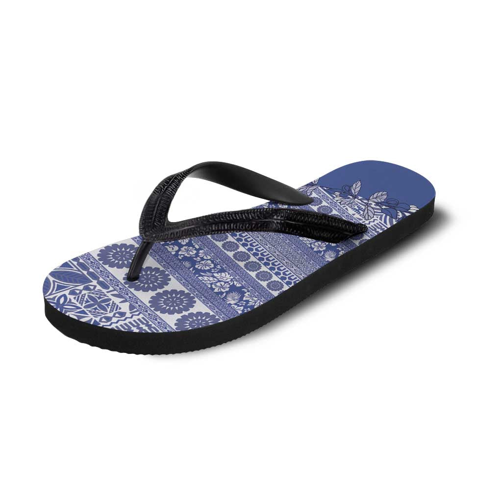 Fiji Marau na Kerisimasi Flip Flops Blue Tagimoucia Tapa Masi Tribal - Polynesian Pride