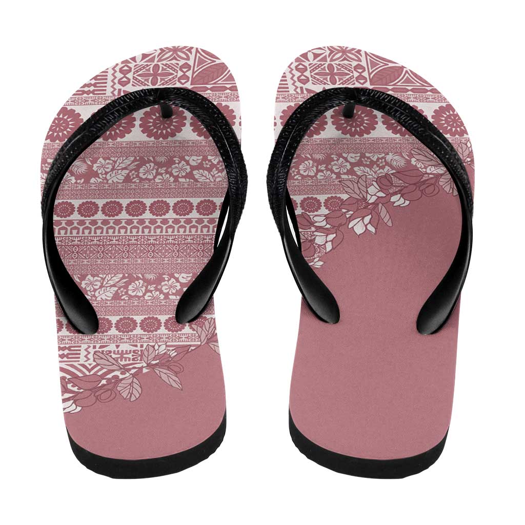 Fiji Marau na Kerisimasi Flip Flops Dusty Rose Tagimoucia Tapa Masi Tribal - Polynesian Pride