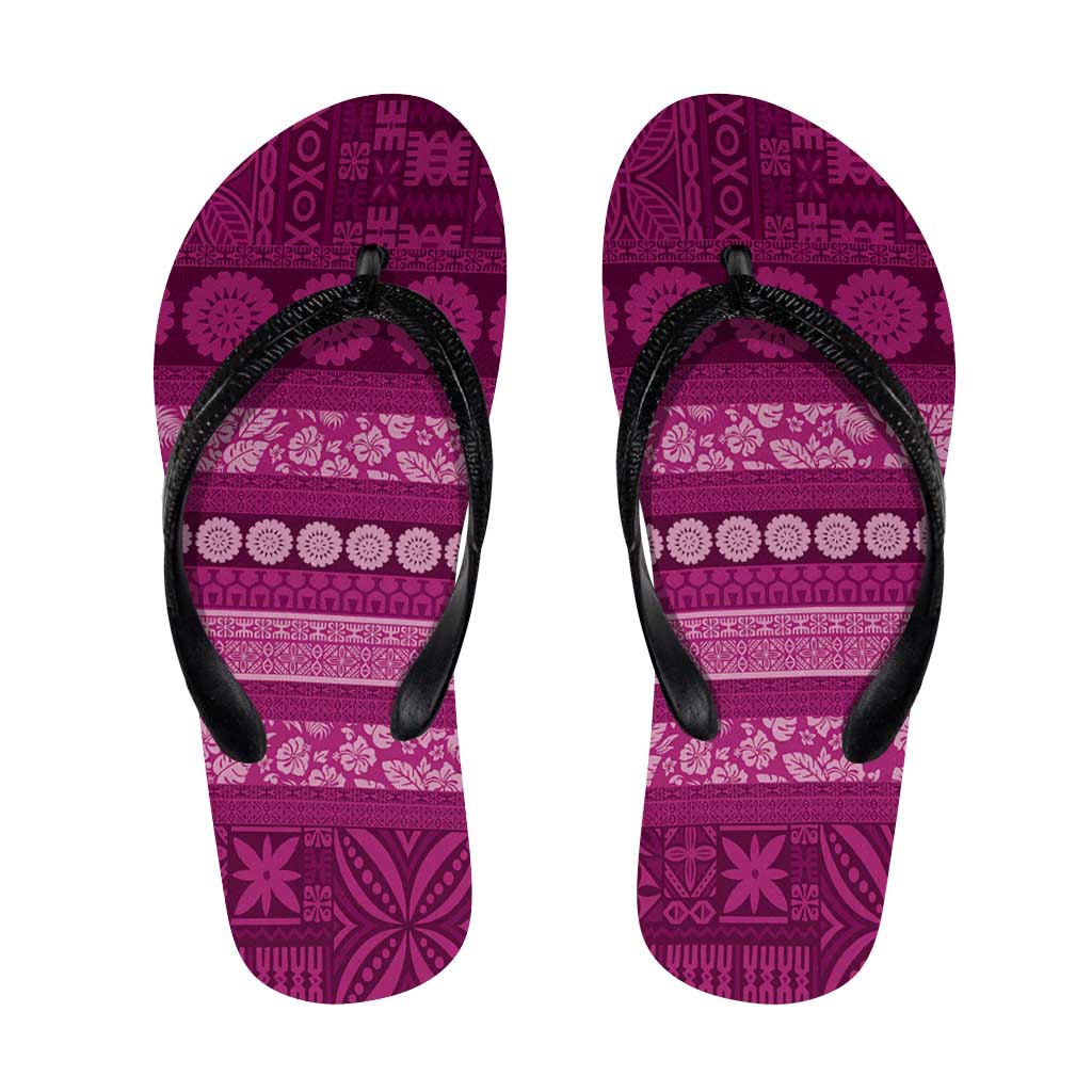 Fiji Marau na Kerisimasi Flip Flops Pink Tapa Masi Inspired Christmas LT9 Pink - Polynesian Pride