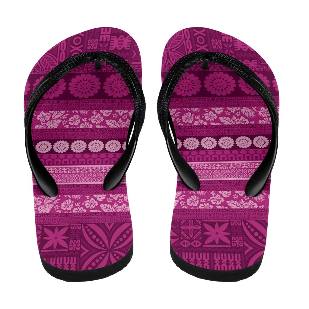 Fiji Marau na Kerisimasi Flip Flops Pink Tapa Masi Inspired Christmas LT9 - Polynesian Pride