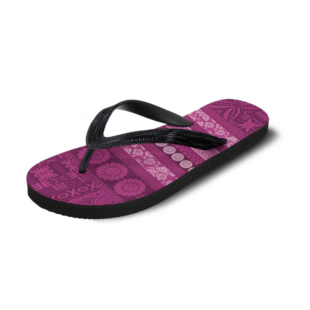 Fiji Marau na Kerisimasi Flip Flops Pink Tapa Masi Inspired Christmas LT9 - Polynesian Pride